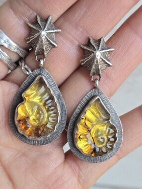 Artisan Shiny Objects handcrafted solid 925 sterling silver amber ammonite